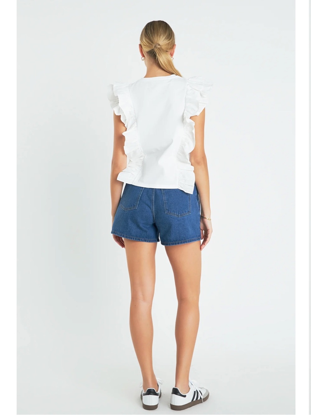English Factory White POPLIN RUFFLE DETAIL SLEEVELESS size S - Picture 2 of 4